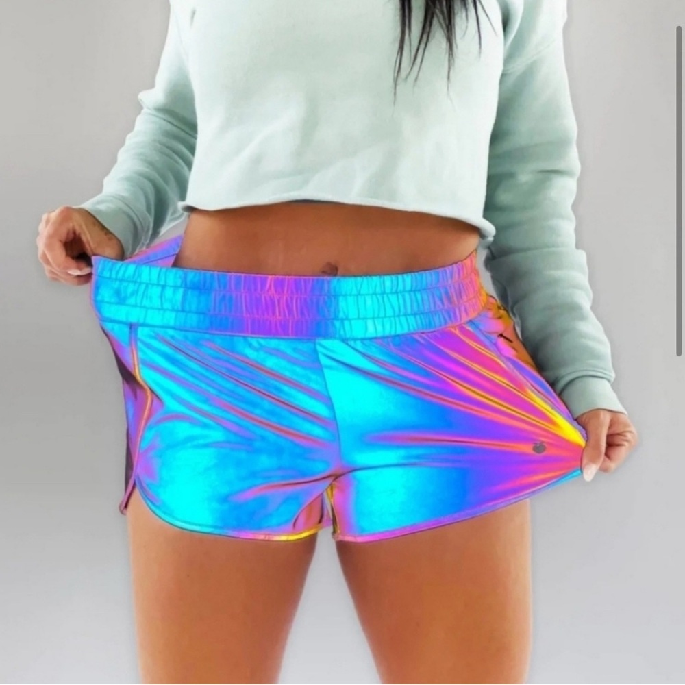Flexliving Rainbow Reflective Liner Track Shorts Women's Medium
